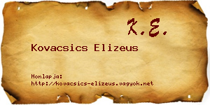Kovacsics Elizeus névjegykártya